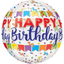 Folienballon Orbz Birthday Banner, 38 x 40 cm