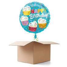 Ballongrsse Happy-Birthday / Herzlichen Glckwunsch Cupcake, 1 Ballon