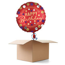 Ballongrsse Happy-Birthday / Herzlichen Glckwunsch Satin rot, 1 Ballon