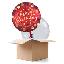 Ballongrsse Happy-Birthday / Herzlichen Glckwunsch Satin rot, 2 Ballons