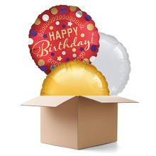 Ballongrsse Happy-Birthday / Herzlichen Glckwunsch Satin rot, 3 Ballons