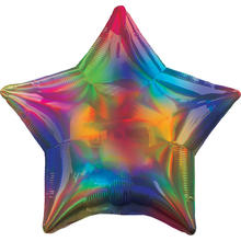 Folienballon Stern Holographisch Bunt, 43cm