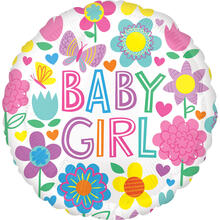 Folienballon Baby Girl Floral Butterfly