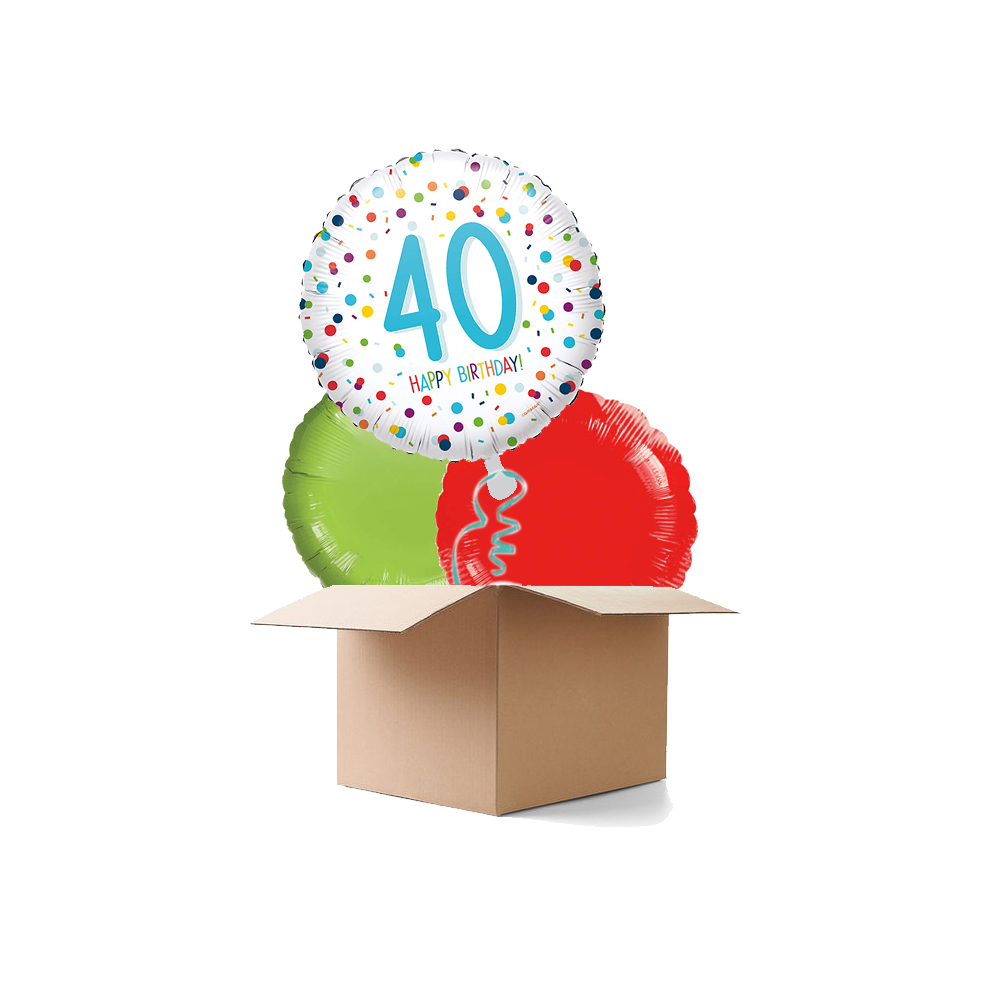 Ballongre Konfetti Happy Birthday 40, 3 Ballons