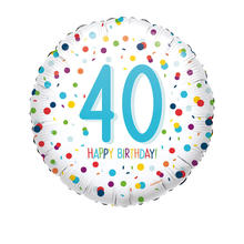 Folienballon Konfetti Happy Birthday 40, ca. 45cm