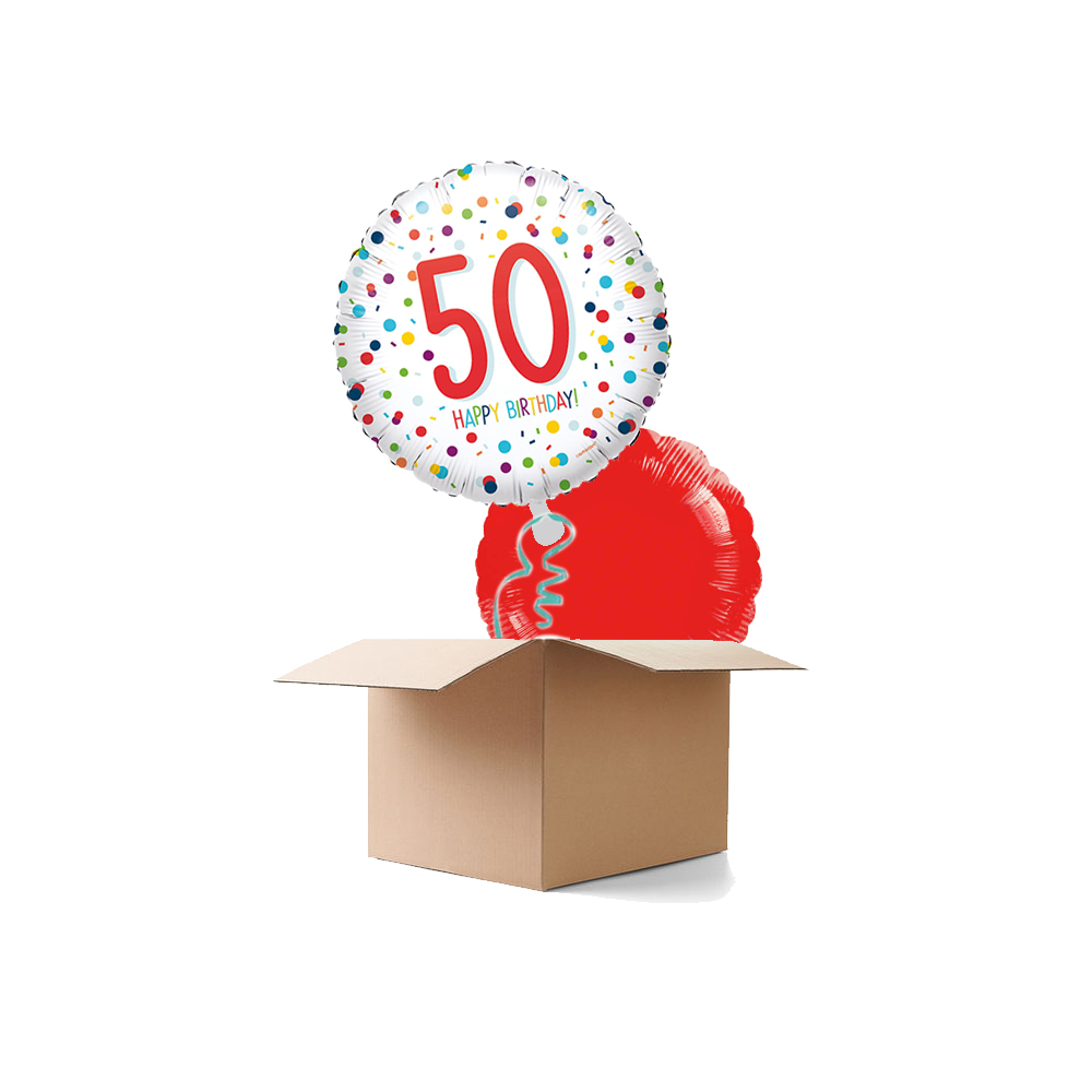 Ballongre Konfetti Happy Birthday 50, 2 Ballons