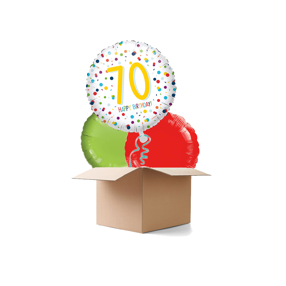 Ballongre Konfetti Happy Birthday 70, 3 Ballons