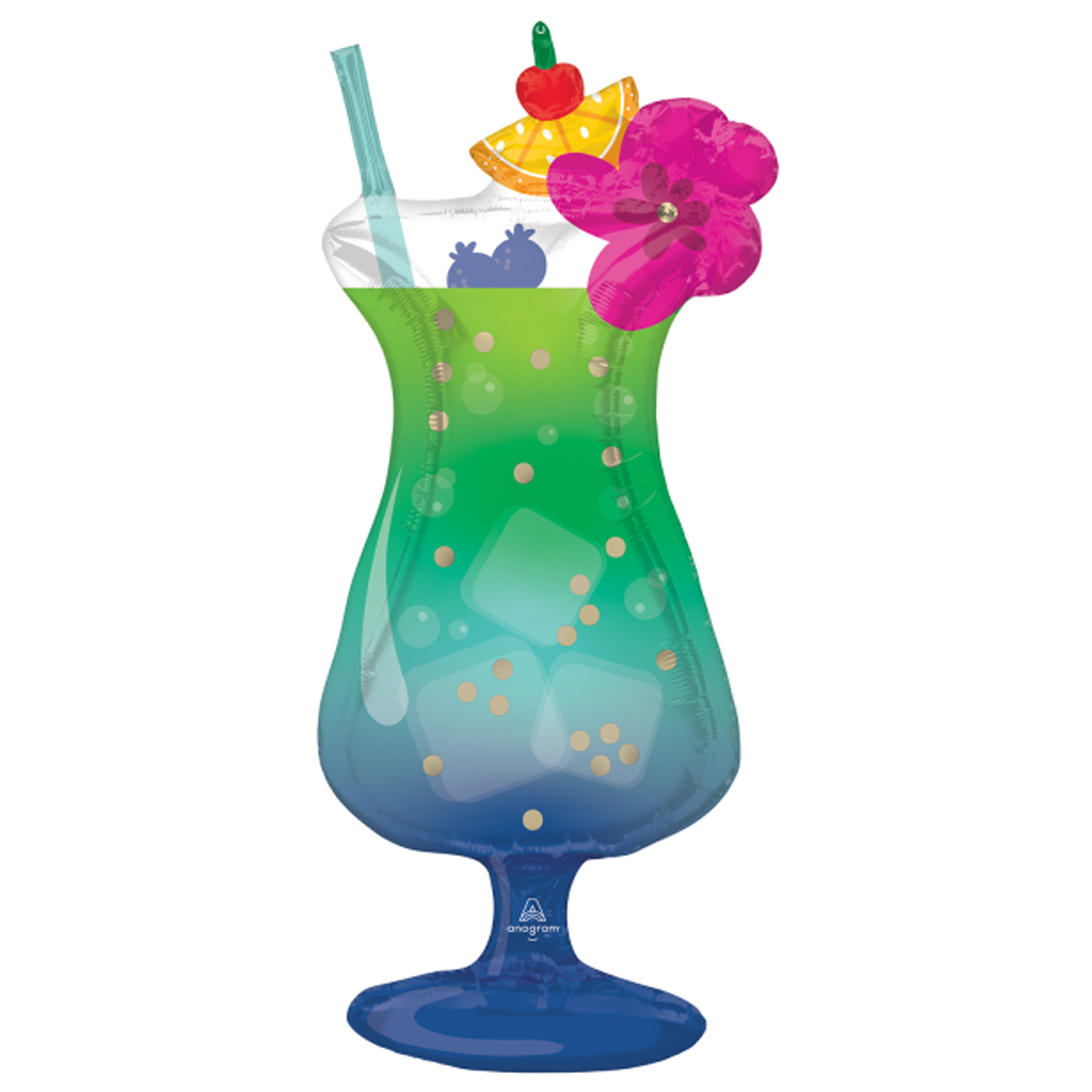 NEU Folienballon SuperShape Tropical Blue Hawaiian Cocktail, ca. 40 cm x 93 cm