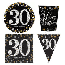Geburtstags-Serie Happy Birthday Sparkling 30. Geburtstag Gold - Teller, Servietten, Becher & Dekorationen