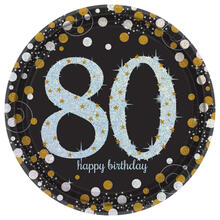 SALE Teller Happy-Birthday / Herzlichen Gl�ckwunsch Sparkling 80, � 23 cm 8 Stk.