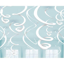 Deko Girlande Swirls, weiß, 12 Stück, 55cm