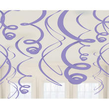 SALE Deko Girlande Swirls, lila, 12 Stück, 55cm