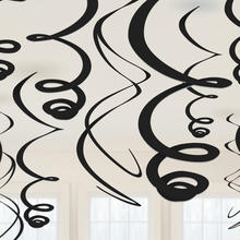 Deko Girlande Swirls, schwarz, 12 Stück, 55 cm