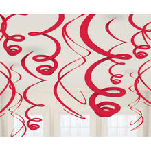 Deko Girlande Swirls, rot, 12 Stck, 55cm