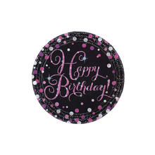Teller Sparkling pink Happy-Birthday / Herzlichen Glückwunsch, 23cm, 8 Stk.