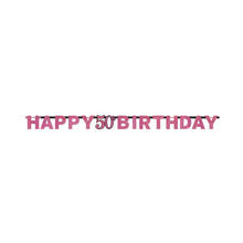 Buchstaben-Girlande Sparkling pink 50, 213cm