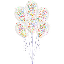 Luftballons mit Konfetti, bunt, 6 Stück, 27cm