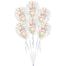 Luftballons mit Konfetti, bunt, 6 Stck, 27cm