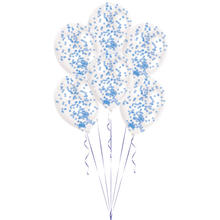 SALE Luftballons mit Konfetti, blau, 6 Stck, 27cm