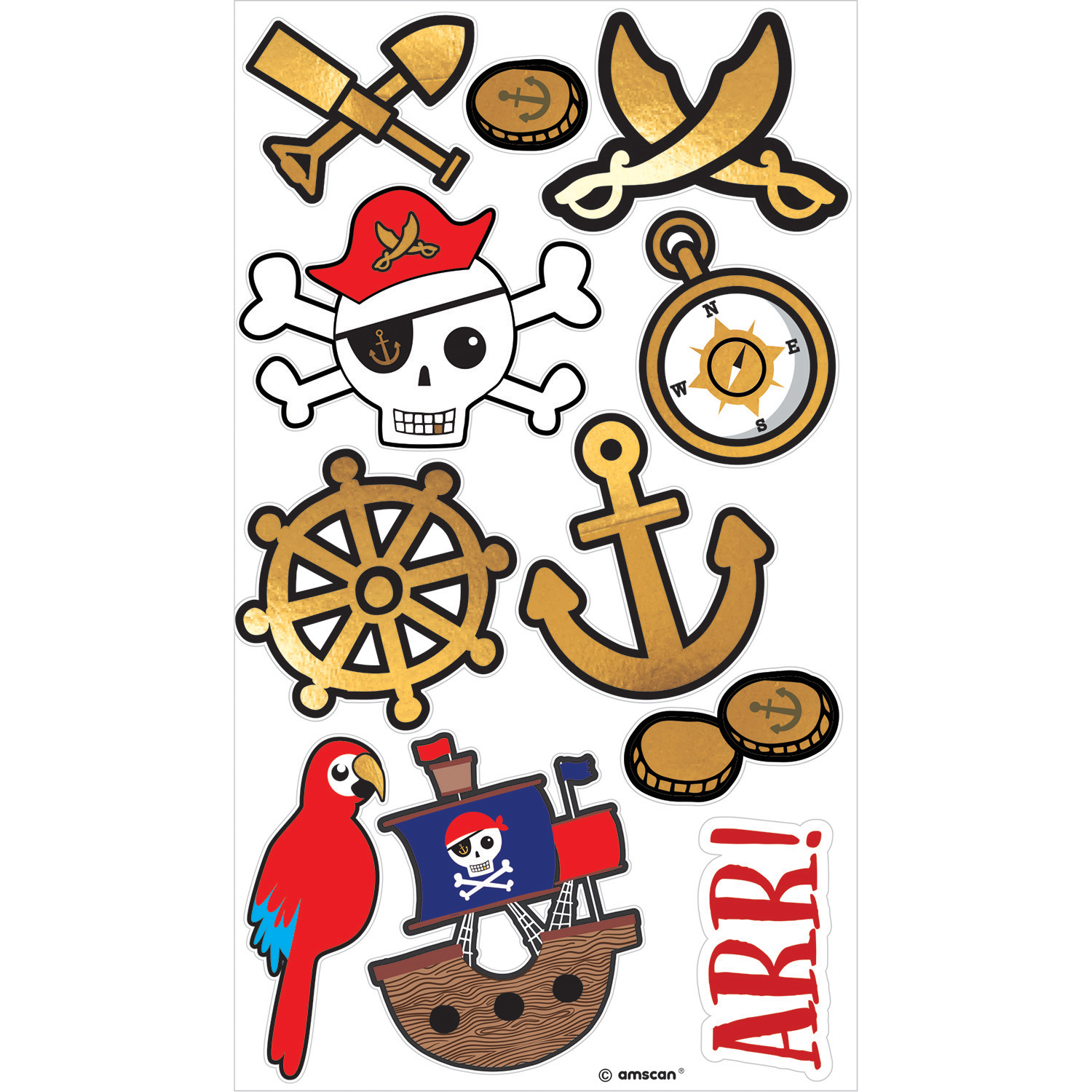 Tattoos Piraten Schatzkarte, 12 Stck