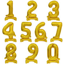 NEU Folienballon Mini Zahlen 0-9 mit Standfuß, Gold, ca. 38 cm - Verschiedene Ziffern