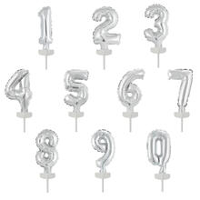 SALE Folienballon Cake Topper Zahlen 0-9, Silber, ca. 13 cm - Verschiedene Ziffern