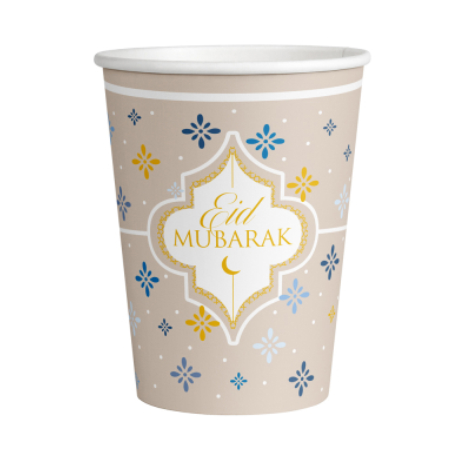 SALE Becher Eid Mubarak Papier 250 ml Gold metallic, 8 Stck