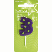 Kerze 3 auf Holzpicker, violett-grün 7,6 cm