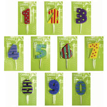 Kerze auf Holzpicker, gemustert, 7,6 cm - Ziffern 0-9