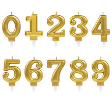 Kerzen mit Halter Zahlen, Gold, Ziffern 0-9