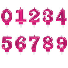 Kerzen mit Halter Zahlen, Pink, Ziffern 0-9