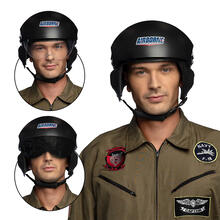 NEU Helm Jet-Pilot Airborne, mit verstellbarem Visier, schwarz