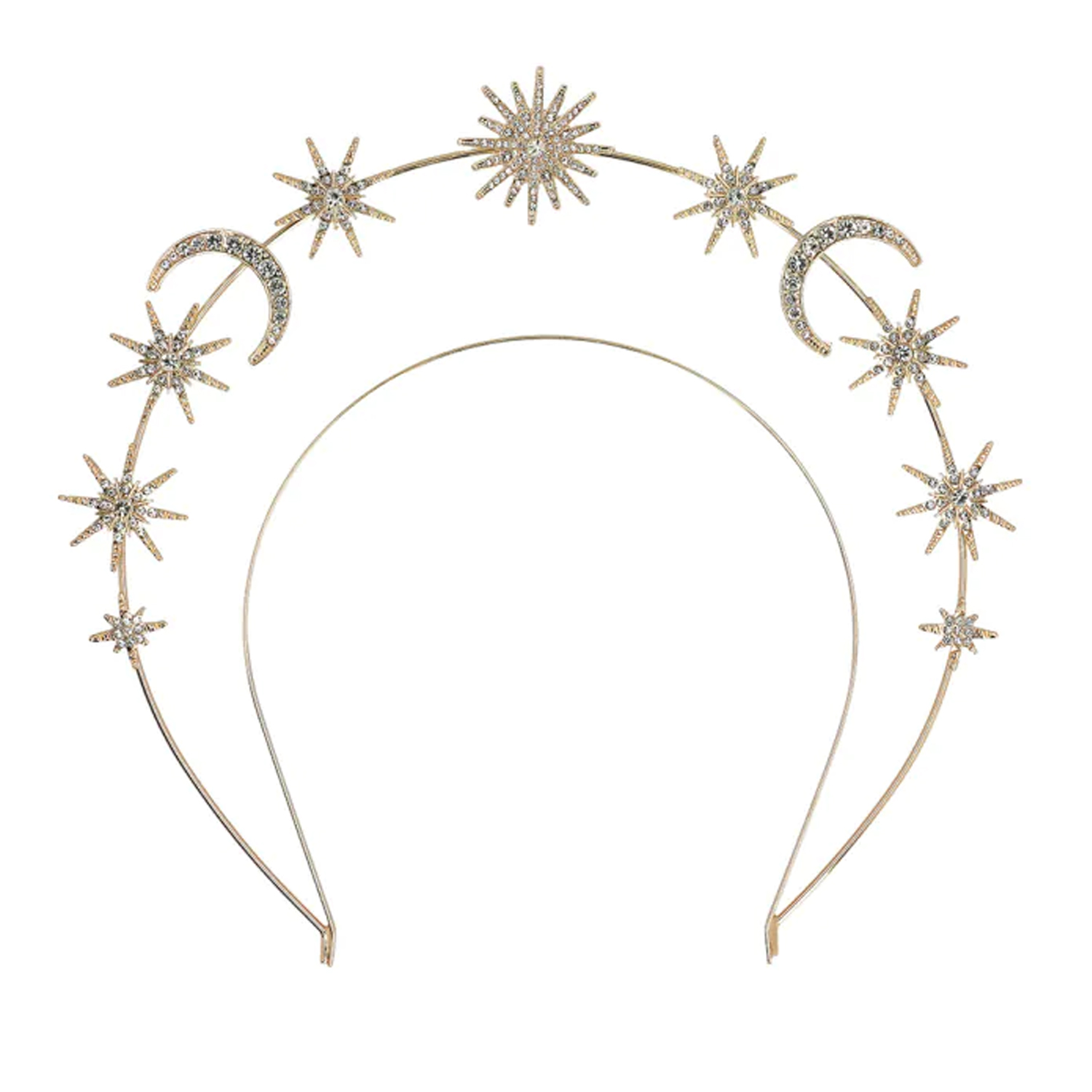 NEU Sonne-Mond-Sterne-Krone auf Haarreif, gold