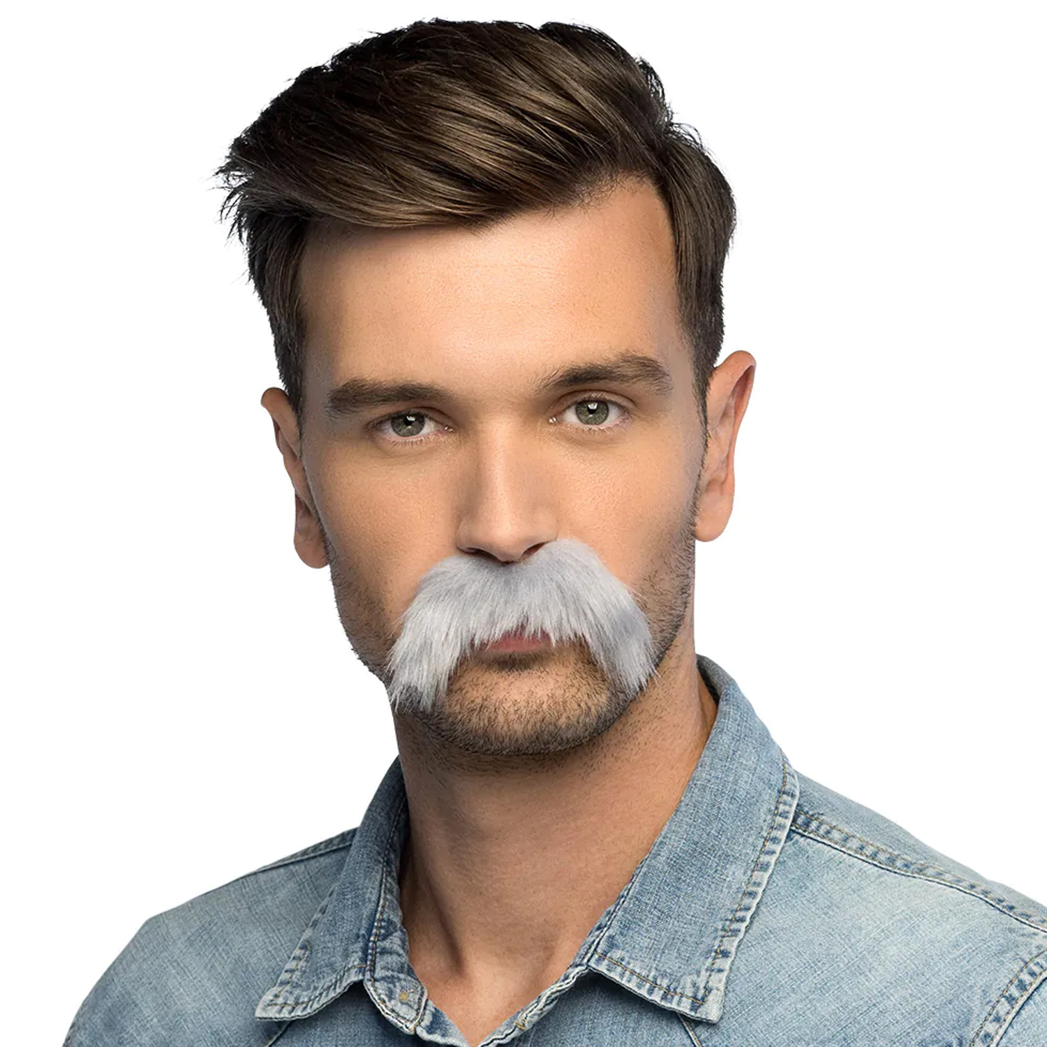 NEU Schnurbart buschiger Schnuzer, grau