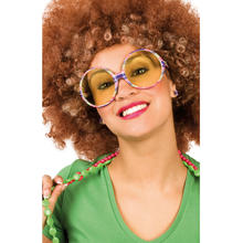 Brille Hippie, bunt mit gelben Glsern