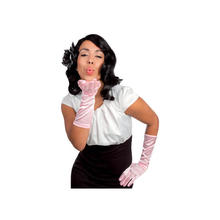 SALE Handschuhe Monte Carlo, rosa aus Satin, 40 cm