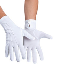Handschuhe mit Knopf & Biesen, weiß, XL
