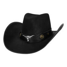 Hut Cowboy Wyatt, mit Stierkopf, Einheitsgre, Schwarz