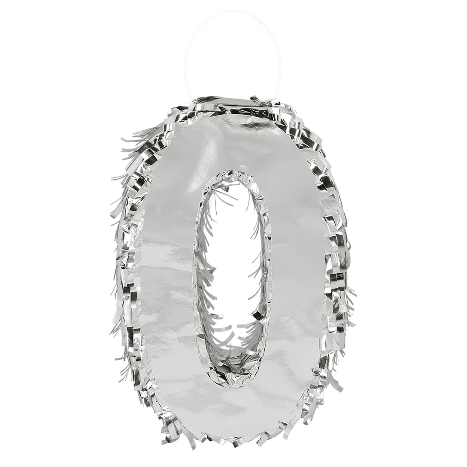NEU Mini-Zahlen-Pinata silber, 25x16x5cm, Ziffer 0