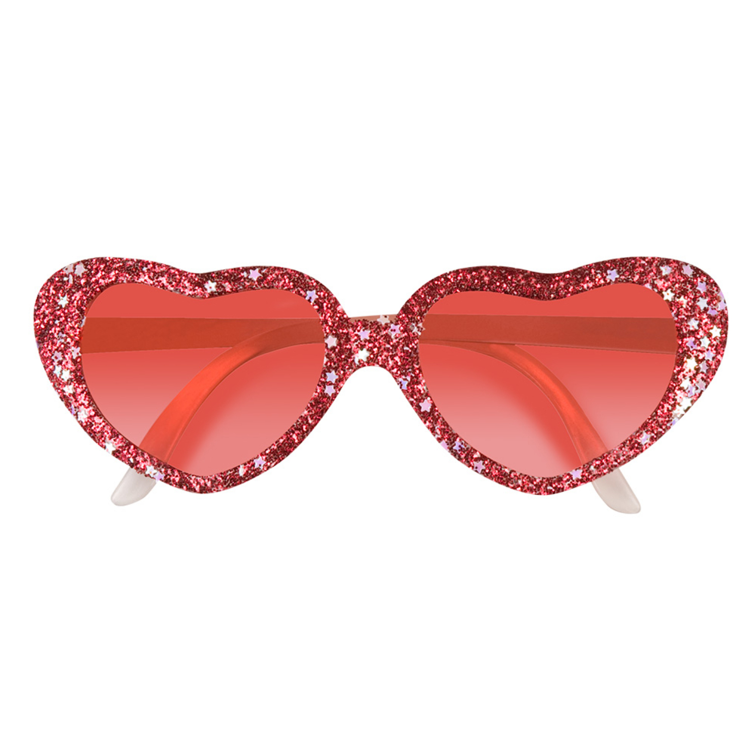 NEU Brille Herzform, mit Glitzer, rot