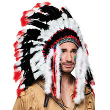 Indianer Kopfschmuck Deluxe mit Federn& Marabu