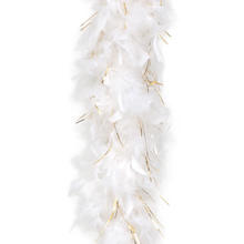 Federboa wei mit Lametta in gold, 180 cm, 50 g