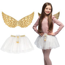 NEU Kinder-Kostm Set Engelchen mit Flgel und Tutu, gold, Einheitsgre