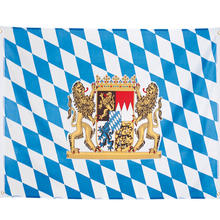 Fahne Bayern mit Wappen, 90 x 150 cm, Bayrische Dekoration, Bayrisches Fest, Blau-Weiß