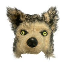 NEU Plsch-Halbmaske Wolf / Werwolf, braun meliert