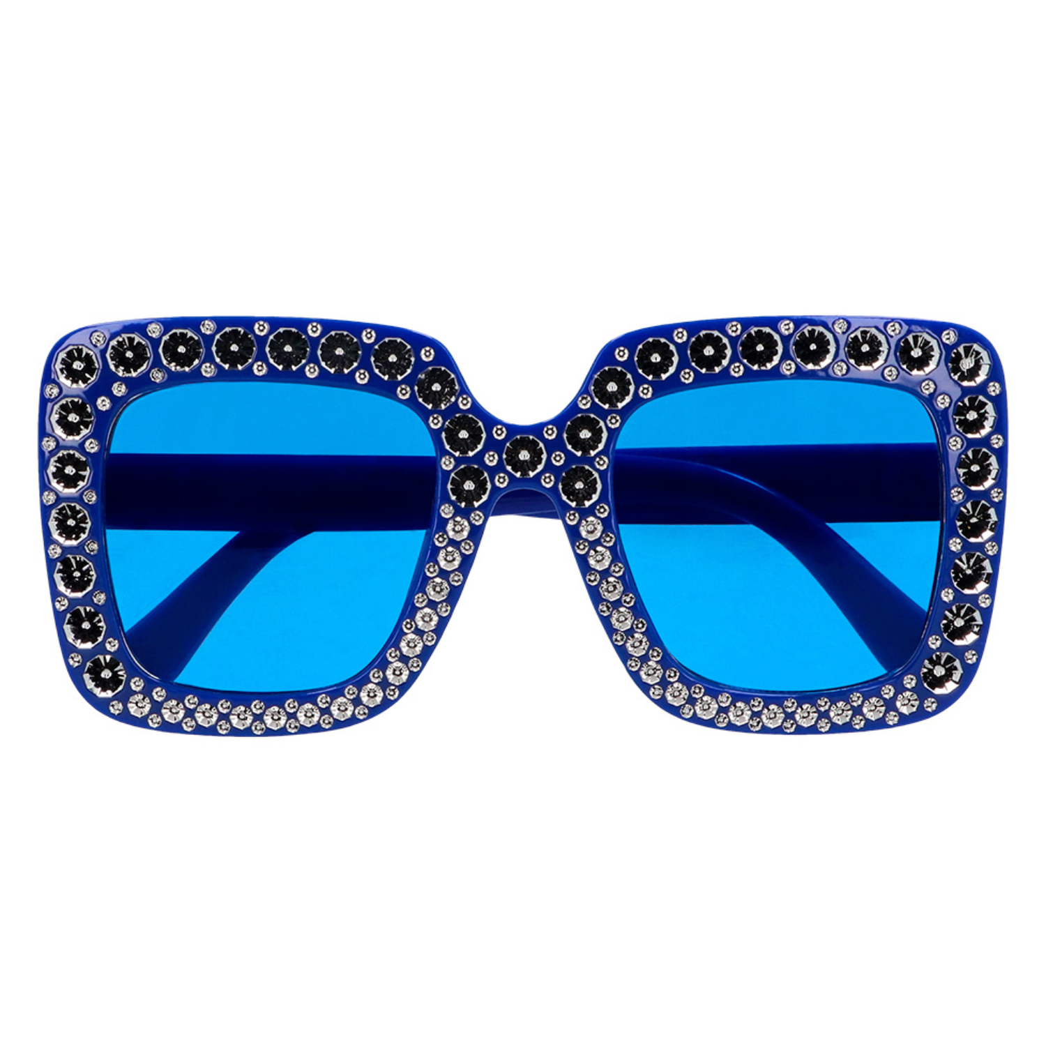 NEU Brille Party blau, mit Schmucksteinen