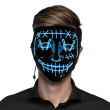 NEU Halloween-Maske Killer-Smile blau, mit LED-Beleuchtung