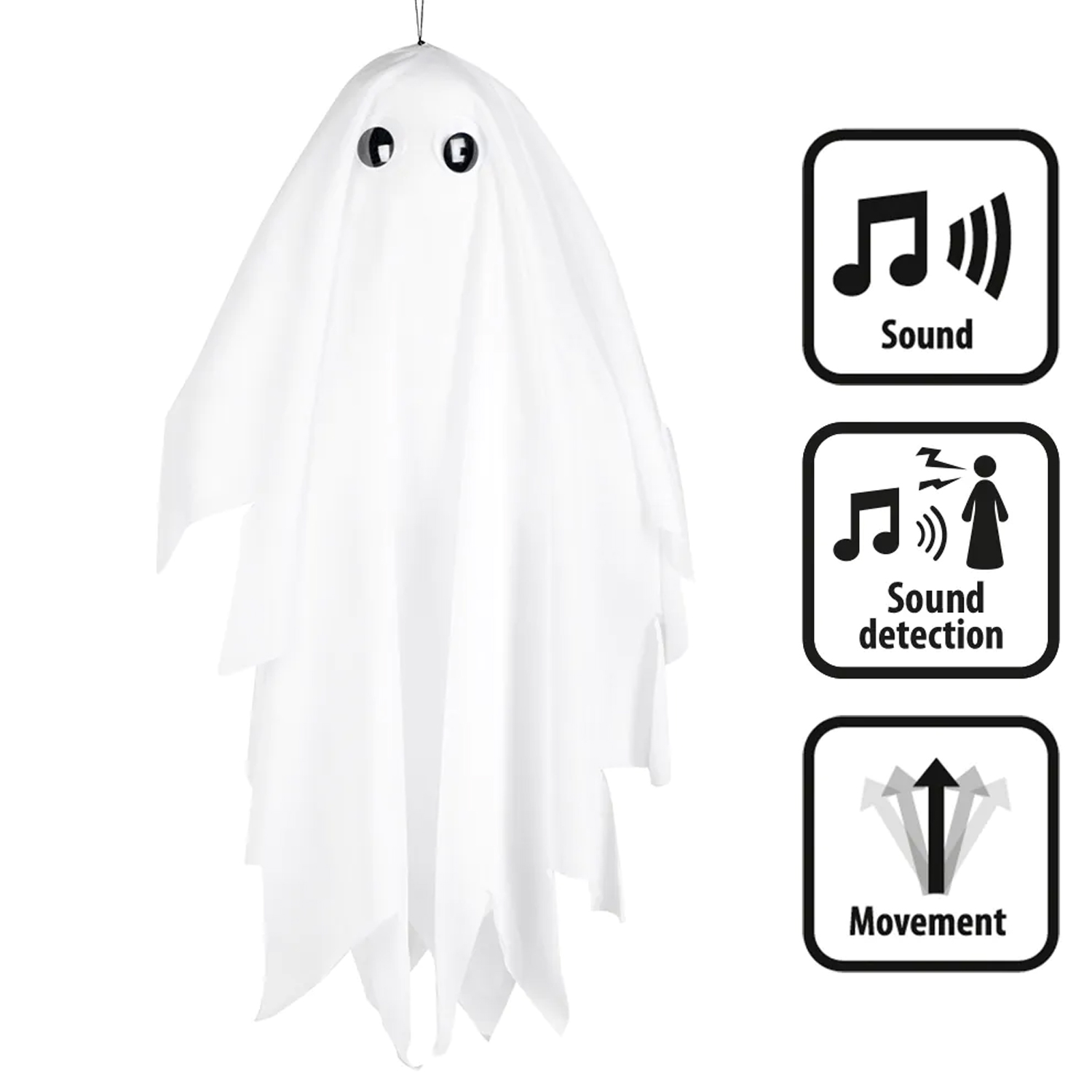 NEU Halloween Deko Figur Schttelgeist, mit Bewegung, Soundsteuerung, Geruschen, 48cm