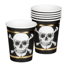 NEU Papp-Becher Piraten mit Totenkopf, ca. 210ml, 10 Stck