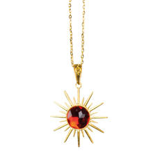 SALE Kette Dracula, gold mit rotem Stein